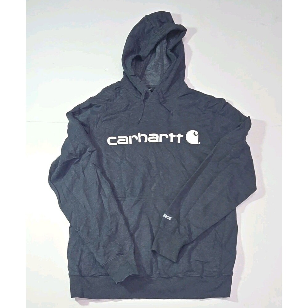 Carhartt Force Mens Pullover Hoodie Gray M Relaxed Fit Graphic Print Logo